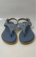 Load image into Gallery viewer, Michael Kors Womens Jilly Blue White Signature Print Flat Thong Sandals Size 9M
