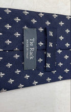Load image into Gallery viewer, Tie Rack Mens Blue Printed Silk Adjustable Keeper Loop Formal Pointed Tie
