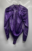 Load image into Gallery viewer, Zara Womens Purple Long Sleeve V-Neck Back Zip One-Piece Bodysuit Size XS
