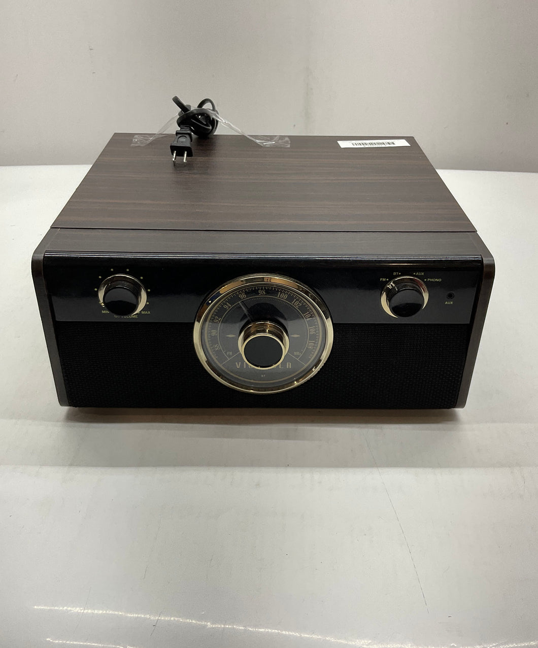 Victrola VTA-240B Brown Bluetooth FM Radio Phono Aux Wood Turntable Powers On