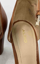 Load image into Gallery viewer, Aldo Womens Brown Leather Open Toe Block Ankle Strap Heels Size 8.5
