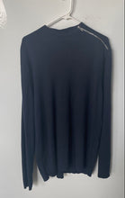 Load image into Gallery viewer, Karl Lagerfeld Paris Womens Navy Blue Long Sleeve Zip Pullover Sweater Size L/G

