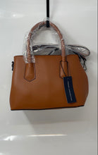 Load image into Gallery viewer, French Connection Womens Katie Smooth Brown Leather Satchel Handbag With Tag
