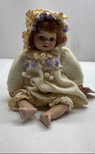 Load image into Gallery viewer, Brown Hair Wearing Knitted Cream Outfit Collectible Porcelain Girl Doll
