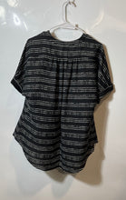 Load image into Gallery viewer, Worthington Womens Black White Striped Short Sleeve V-Neck Blouse Top Size PL
