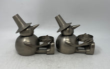 Load image into Gallery viewer, Set Of 2 Pcs Eddie Bauer Home Snowman Brushed Steel Votive Candle Holder
