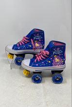 Load image into Gallery viewer, Kids Pixie HQ100AQP Blue Multicolor Lace-Up Quad Roller Skates Size 2
