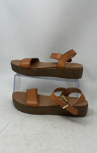 Load image into Gallery viewer, Express Womens Brown Leather Open Toe Platform Ankle Strap Sandals Size 6.5
