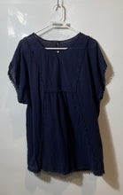 Load image into Gallery viewer, J. Crew Womens Blue Cotton Pom-Pom Trim Short Sleeve Tunic Top Size Medium
