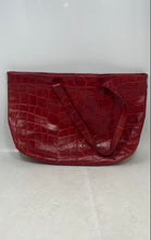 Load image into Gallery viewer, Paola Del Lungo Womens Red Leather Designer Embossed Inner Pockets Tote Bag
