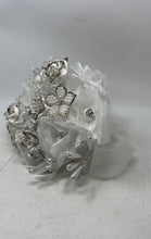 Load image into Gallery viewer, Large Bridal White Artificial Flowers With Crystals And Shapes Brooches
