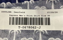 Load image into Gallery viewer, Express Mens Blue White Palm Tree Print Long Sleeve Slim Button-Up Shirt Size XS
