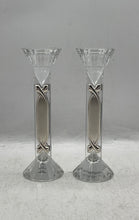 Load image into Gallery viewer, Lot Of 2 Pcs Vintage Camilletti Collection Glass Clear Silver Candlestick Holder
