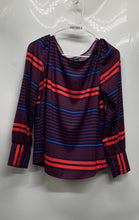 Load image into Gallery viewer, Express Womens Multicolor Striped Print Long Sleeve Pullover Blouse Top Size S
