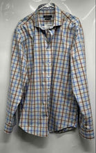 Load image into Gallery viewer, Bugatchi Mens Blue White Plaid Long Sleeve Shaped Fit Button-Up Shirt Size XL
