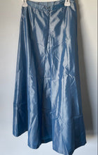 Load image into Gallery viewer, Express Womens Blue Satin Back Zip &amp; Button Full Length Maxi Skirt Size 5/6

