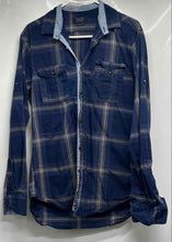 Load image into Gallery viewer, Zara Mens Blue Plaid Collared Classic Sport Tailored Fit Button-Up Shirt Size M

