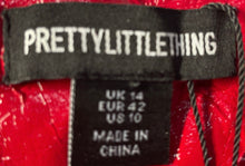 Load image into Gallery viewer, Pretty Little Thing Womens Red Leather Cuffed Sleeve Cropped Jacket Sz 10 W/ Tag

