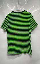 Load image into Gallery viewer, Zara Mens Black Green Striped Short Sleeve Crew Neck Regular Fit T-Shirt Size M
