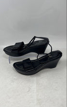 Load image into Gallery viewer, Franco Sarto Womens Black Leather Buckle Wedge Ankle Strap Sandals Size 7 M
