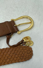 Load image into Gallery viewer, Michael Kors Womens 553633 Brown Gold-Tone Buckle Leather Braided Belt
