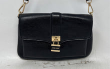 Load image into Gallery viewer, Anne Klein Womens Black Lizard Embossed Leather Detachable Strap Shoulder Bag
