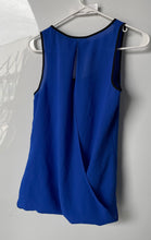Load image into Gallery viewer, Express Womens Blue Black Round Neck Sleeveless Blouse Top Size Small
