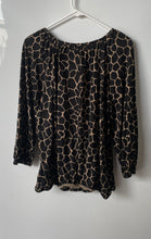 Load image into Gallery viewer, Michael Kors Womens Black Beige Giraffe Print Long Sleeve Blouse Top Size XL
