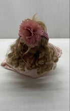 Load image into Gallery viewer, Blonde Curly Hair Closed Eyes Porcelain Doll In Removable Pink Dress
