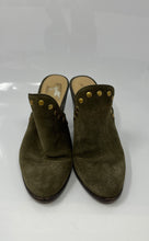 Load image into Gallery viewer, Michael Kors Womens Louise Green Suede Studded Block Mules Heels Size 7 M
