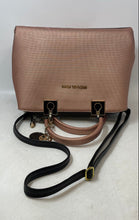 Load image into Gallery viewer, Michael Kors Womens Pink Black Detachable Strap Charm Double Handle Satchel Bag
