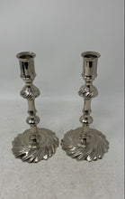 Load image into Gallery viewer, Unbranded Silver-Tone Shiny Metal Twisted Design Candle Holders Set Of 2 Pcs
