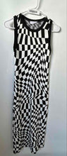 Load image into Gallery viewer, Mango Womens Black &amp; White Wavy Checkered Print Knitted Sweater Dress Size 2
