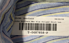 Load image into Gallery viewer, Brooks Brothers Mens Blue Striped Linen Long Sleeve Button-Up Shirt Size Large
