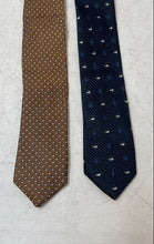 Load image into Gallery viewer, Set Of 2 Zadi Andrew's Mens Blue And Brown Printed Keeper Loop Pointed Ties
