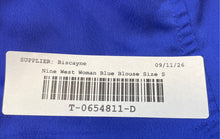 Load image into Gallery viewer, Nine West Womens Blue 3/4 Sleeve Stand Collar Button Front Blouse Top Size S
