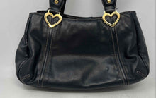 Load image into Gallery viewer, Aurielle Womens Black Leather Heart Shaped Hardware Zipper Shoulder Bag
