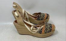 Load image into Gallery viewer, Dewoman Womens Multicolor Printed Round Toe Wedge Espadrille Sandals Size 37
