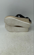 Load image into Gallery viewer, Michael Kors Womens Casey Black Leather Wedge Espadrille Sandals Size 7
