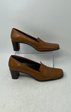 Load image into Gallery viewer, Via Spiga Womens Brown Leather Square Toe Block Heel Penny Loafers Size 10 M
