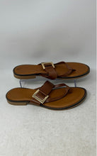 Load image into Gallery viewer, Toscanella Womens Brown Leather Open Toe Slip-On Thong Sandals Size 10
