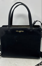 Load image into Gallery viewer, Karl Lagerfeld Womens Black Inner Pockets Bottom Studs Top Handle Satchel Purse
