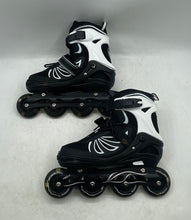 Load image into Gallery viewer, Oudew Youth Black White Adjustable Buckle Strap Inline Skates Size L M5-7.5 W6-9
