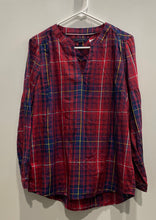 Load image into Gallery viewer, Tommy Hilfiger Womens Red Blue Long Sleeve V-Neck Pullover Tunic Blouse Size M
