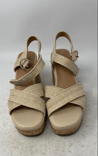 Load image into Gallery viewer, Michael Shannon Womens Brown Buckle Wedge Heel Ankle Strap Sandals Size 8M
