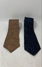 Load image into Gallery viewer, Set Of 2 Zadi Andrew's Mens Blue And Brown Printed Keeper Loop Pointed Ties
