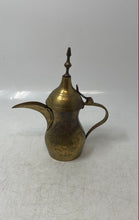 Load image into Gallery viewer, Vintage Engraved Brass Scroll Handle Lidded Middle Eastern Dallah Coffee Pot
