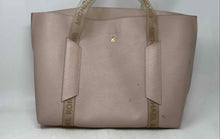 Load image into Gallery viewer, Michael Kors Womens Peach Leather Clear Logo Straps Double Handle Tote Bag
