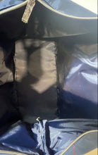 Load image into Gallery viewer, Jimmy Choo Parfums Womens Navy Blue Black Double Handle Weekender Duffle Handbag
