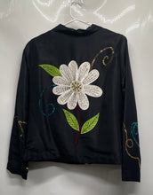 Load image into Gallery viewer, Russell Kemp Womens Black Floral Long Sleeve Hand Beaded Full-Zip Jacket Size 16
